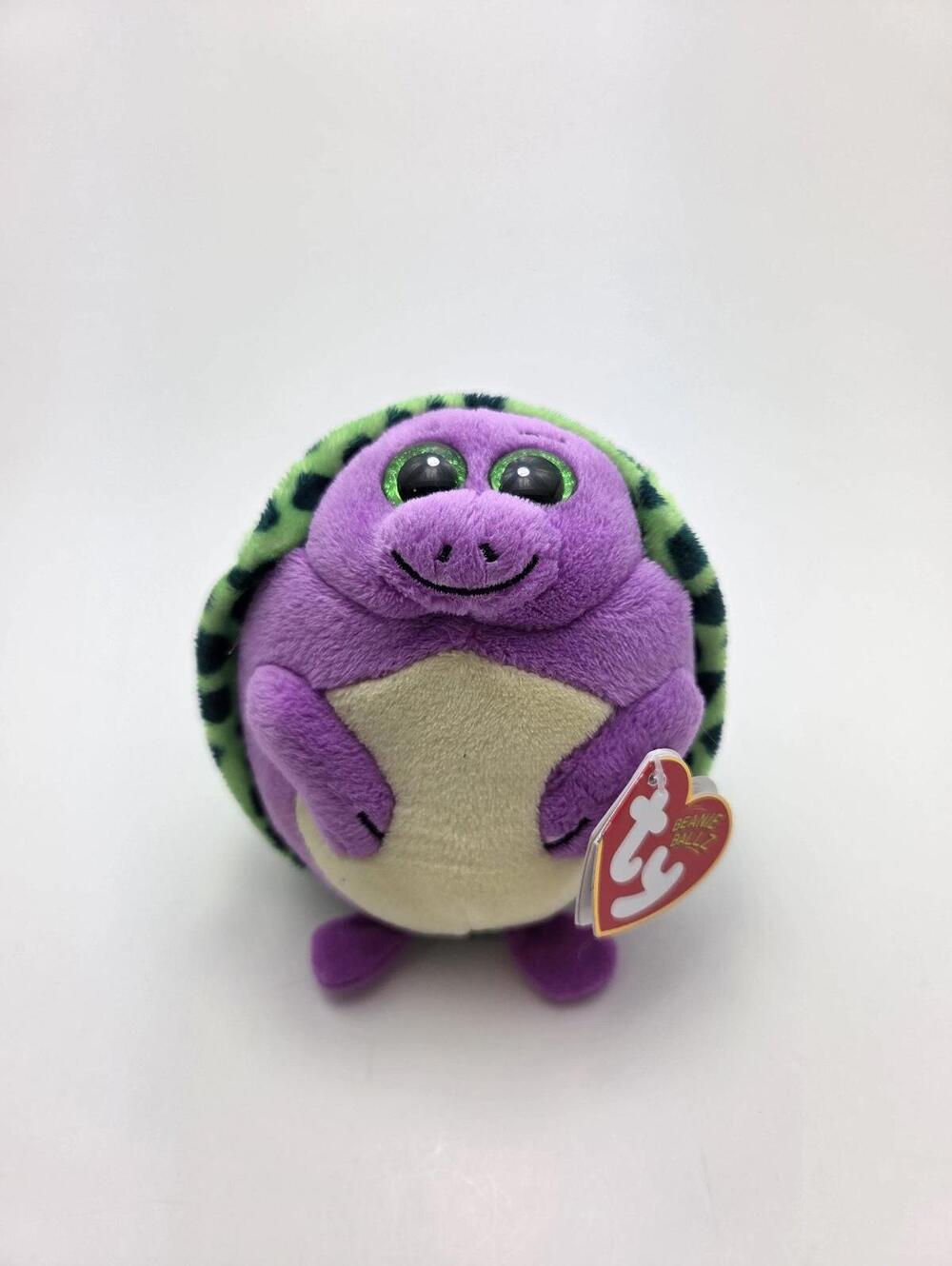 Ty Beanie Ballz “Tiki” the Purple and Green Turtle Ball (Small 6 inch Version)